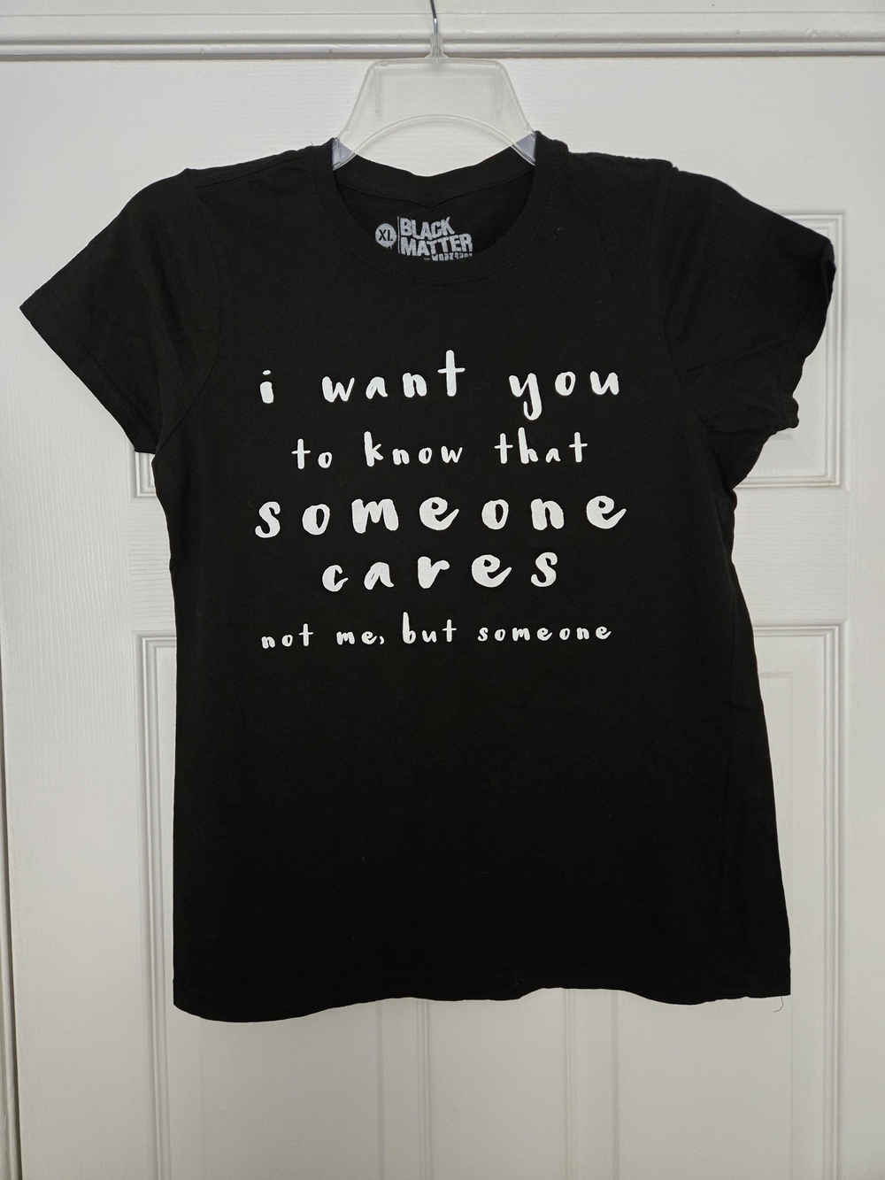 Black Matter Black Graphic Tee with White Message SIZE XL